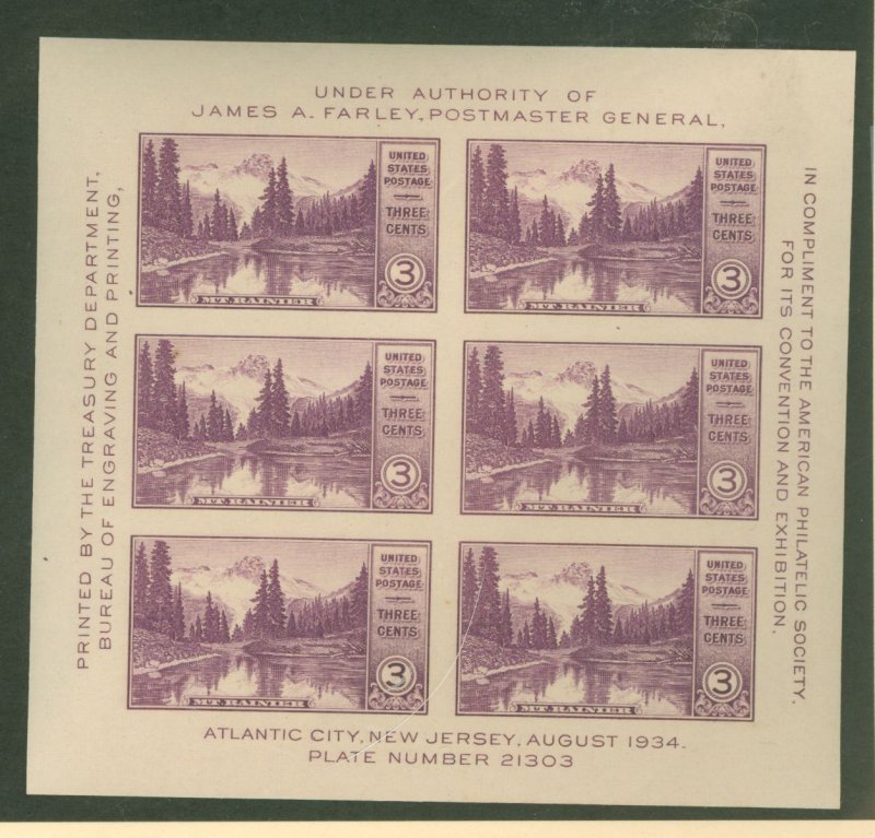 United States #750  Souvenir Sheet