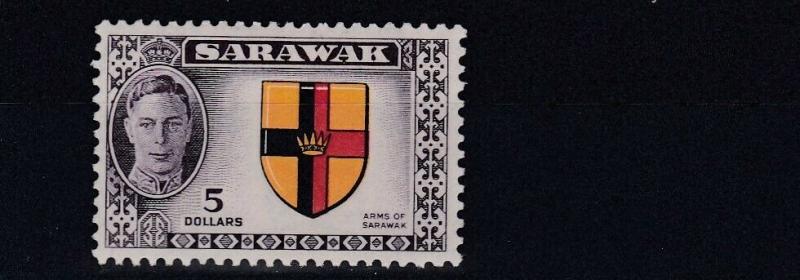 SARAWAK  1950  S G 185  $5  BLACK & RED YELLOW  MH    MH  