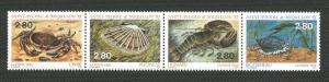 St Pierre & Miquelon-Scott's #616-Shellfish strip of 4-M NH 