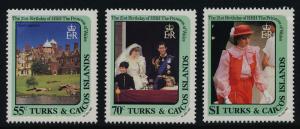 Turks & Caicos 531-4 MNH Princes Diana 21st Birthday, Sandringham, Churchill