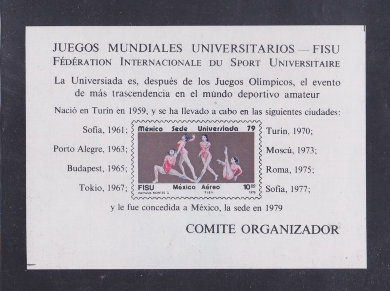 Mexico Stamps: 1979 University Games Issue; #C608; 10p Souvenir Sheet/1 MNH