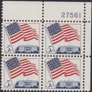 1208 Flag Plate Block MNH