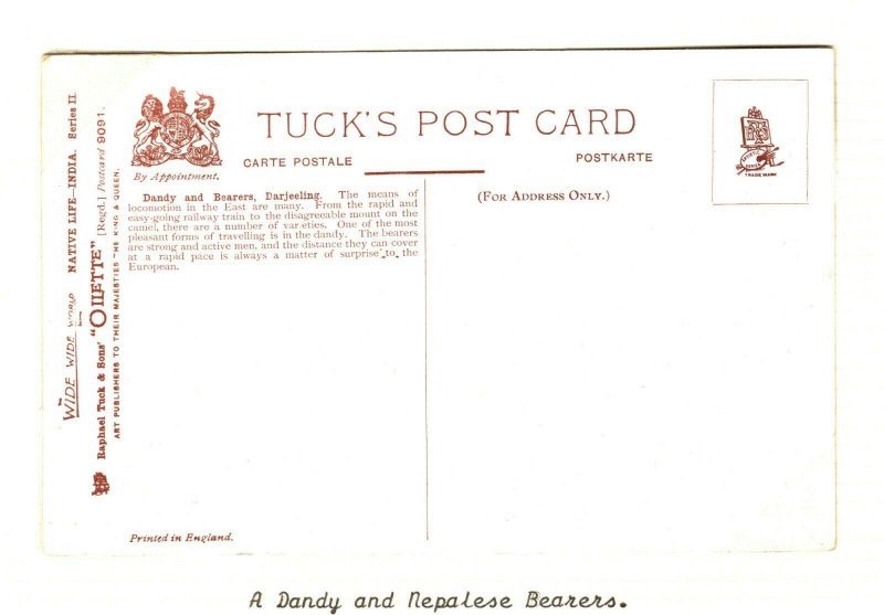 NEPAL *Dandy and Nepalese Bearers TUCK'S OILETTE Unused Postcard {samwells}AQ229