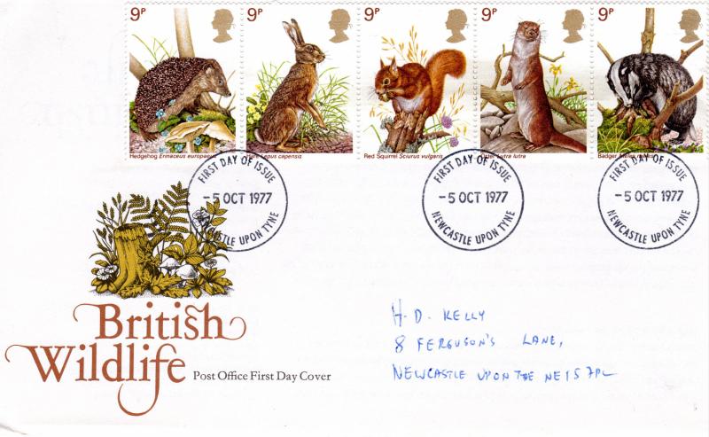 Great Britain 1977 BRITISH WILDLIFE Set (5) FDC