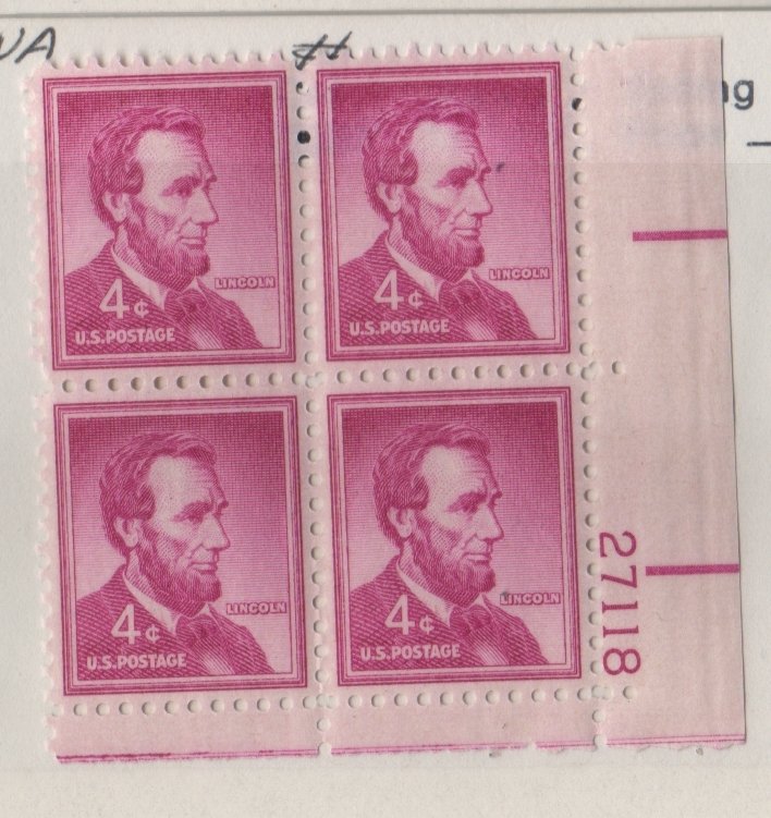 1036a 4c Lincoln 27118 LR Plate Block