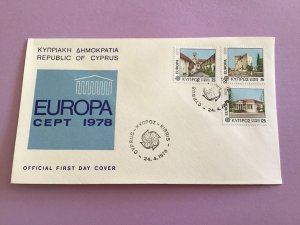 Cyprus First Day Cover Europa Cept 1978 Stamp Cover R43072