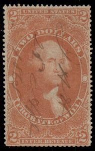 US #R83c $2.00 Probate of Will, used, nibbed perfs at bottom, VF, Scott $90.00