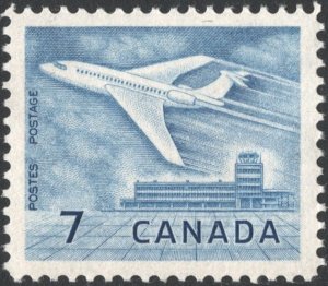 Canada SC#414 7¢ Douglas DC-9 Airliner and Upland Airport, Ottawa (1964) MNH