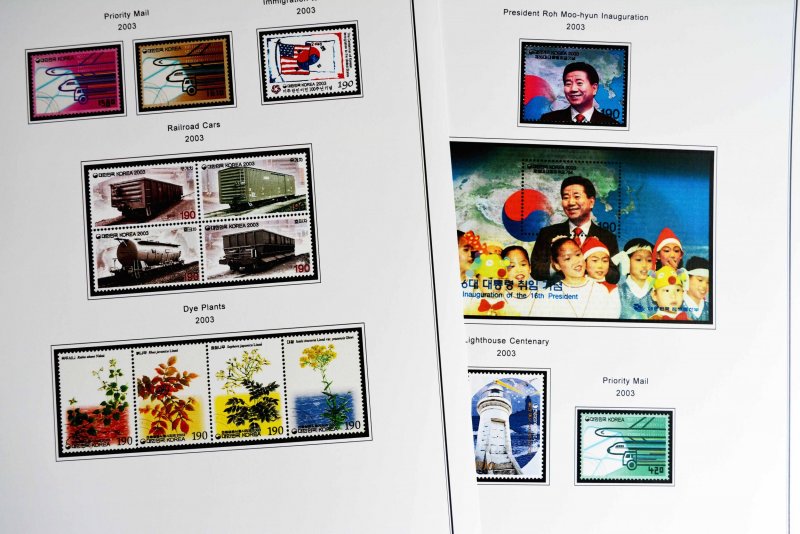 COLOR PRINTED SOUTH KOREA 2000-2010 STAMP ALBUM PAGES (98 illustrated pages)