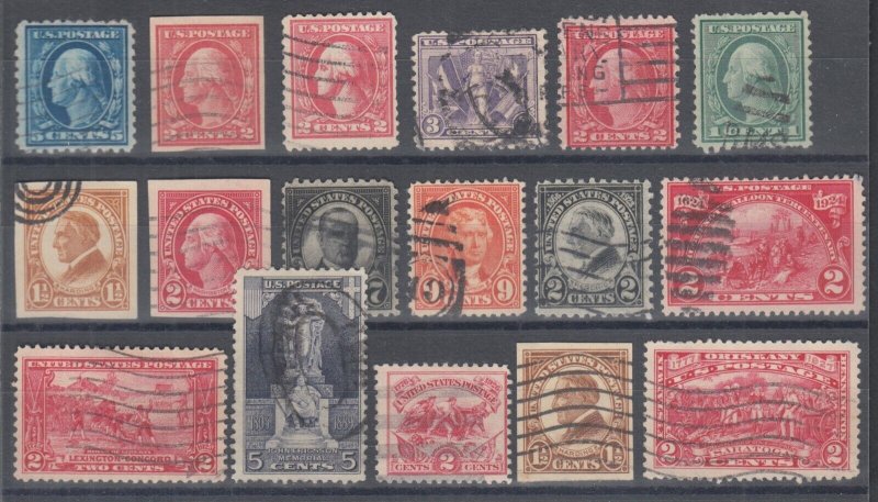 US Sc 466//644 used 1916-1927 issues, 17 diff better singles