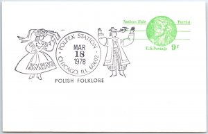 US POSTAL CARD SPECIAL EVENT POSTMARK POLISH FOLKLORE AT POLPEX CHICAGO 1978 T3