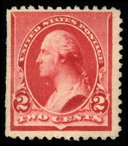 US Sc 220 MINT NO GUM - 1890 2¢ - Washington; Soft Porous Paper