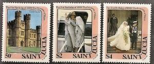 St.Lucia  591-93 MNH 1982 Princess Diana