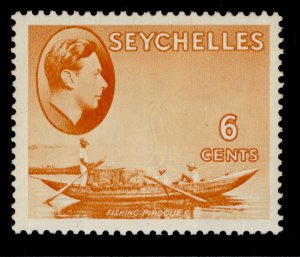 SEYCHELLES GVI SG137, 6c orange, M MINT. Cat £17.