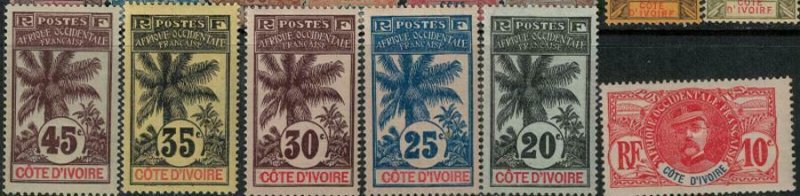 Ivory Coast 1913-1935 SC 42-77 Mint Set