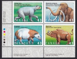 PREHISTORIC ANIMALS * Canada 1994 #1532ai HF LL Plate Block of 4 MNH