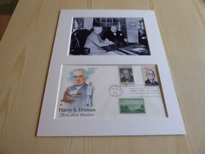 Harry S. Truman & Winston Churchill photograph USA FDC mount matte size 8 x 10