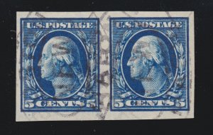 US 347 5c Washington Used Pair XF SCV $110 (003)