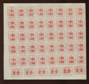 87L8 HUSSEY'S POST INTACT PANE OF 46 LOCAL STAMPS CV $2760+++ (LOT SPACE 97)