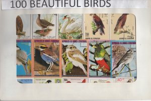 A Nice Selection Of 100 All Different Topicals. Beautiful Birds.   #02 TOP18