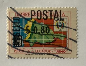 Ecuador 1969 Scott 782 used - 1.50s on 30c, map & oriental region