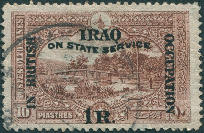 Iraq 1922 1r on 10pi red-brown Tougra Type B Official SGO32 used