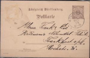 Wurtemberg - 21.10.1894 postcard to Frankfurt (1457)