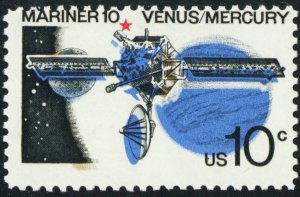 1557, MNH 10¢ Mariner Black Up Color Shift Freak Error - Stuart Katz