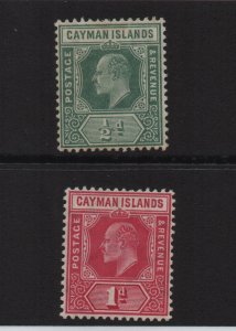 Cayman Islands 1907 SG25 & SG26  1/2d & 1d MCA watermark unmounted mint