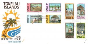 TOKELAU ISLANDS - DEFINITIVE ISSUE SET OF 8 ON CACHETED FIRST DAY COVER 1976