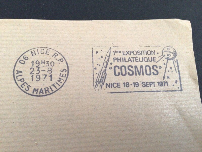  Alpes Martimes 1971 Exposition Philatelique Cosmos Souvenir cancel Ref 60945 