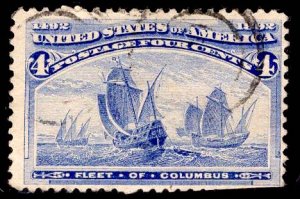 US Stamp #233 4c Columbian USED SCV $8.00