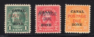 Canal Zone 1925 Postage Due Set - OG MLH - SC# J15-J17   (ref# 204034)