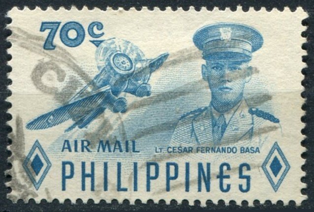 Philippines Sc#C81 Used, 70c bl, César Fernando Baza : World War II Fighter ...
