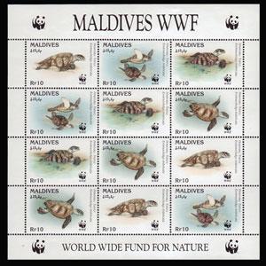 MALDIVES 1995 - Scott# 2092A Sheet-WWF Turtles NH