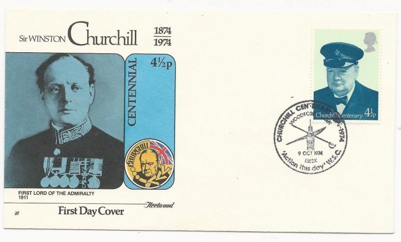 Great Britain Scott #718 Sir Winston Churchill First Day Cover October 9, 1974