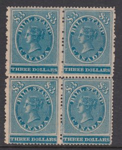 CANADA 1864 MINT H/NH #FB17 7c VICTORIA BILL STAMP REVENUE BLOCK OF 4 CAT $490