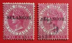 Malaya SELANGOR 1890 opt Straits Settlements QV 2c MNG & Used  SG#42 T33 M4493