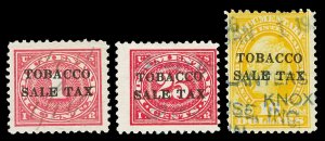 Scott RJ1, RJ5, RJ10 1c-$10.00 Tobacco Sale Tax Revenues Used Fine+ Cat $13.25