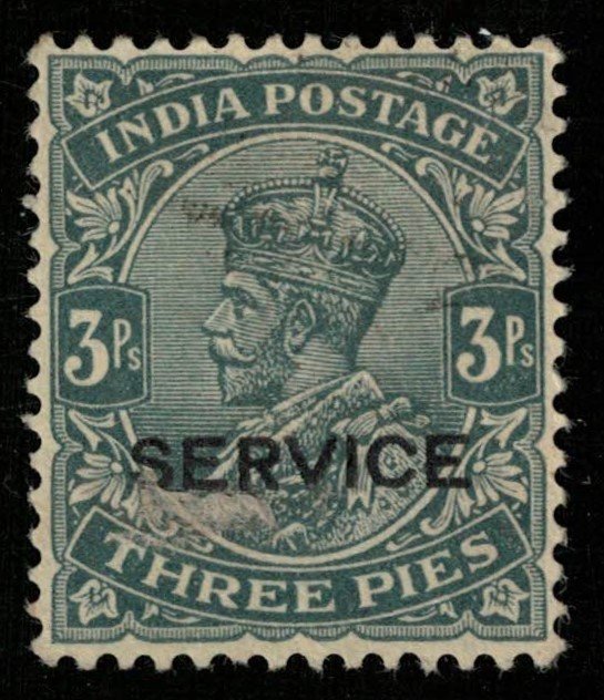 India, 3 Pies, SERVICE, King George V, Watermark Star (T-6061)