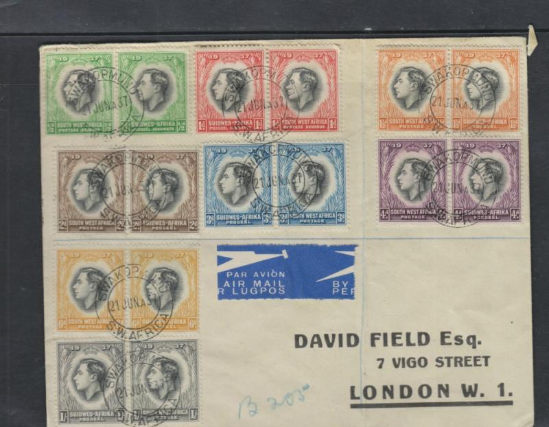 O) 1937 SOUTH WEST AFRICA, WIDHOEK AIRFIELD MULTIPLE COVER T