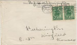 U.S. Scott #401 pair on 1915 Southern California Music Company Advertising Cover