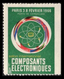 FRANCE PARIS SALON COMPOSANTS ELECTRONIQUE 3 FÉVRIER 66 POSTER STAMP CINDERELLA