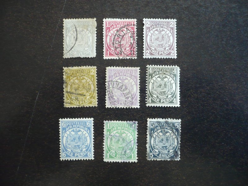 Stamps - Transvaal - Scott# 123-127,129-131,133 - Used Part Set of 9 Stamps