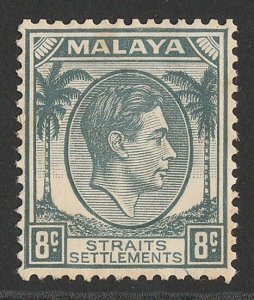 MALAYA - STRAITS SETTLEMENTS 1937 KGVI Palm Trees 8c grey. MNH **.