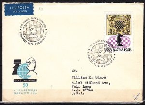 Hungary. 1974 issue. Chess cancel, 04/DEC/74, on a Cachet Envelope. ^