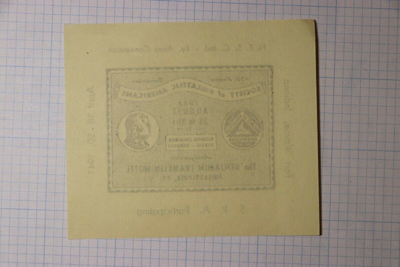 SPA Fort Wayne IN 1941 Benjamin Franklin Hotel Philatelic Souvenir Ad Label