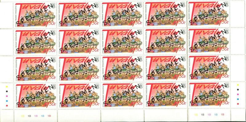 TUVALU Local Culture 4 Sheets Blocks Stamps Postage Collection SPECIMEN MINT NH