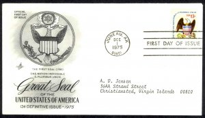 USA Sc# 1596 (ArtCraft) FDC (a) (Juneau, AK) 1975 12.1 Eagle & Shield