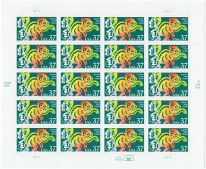 Scott #3832 CHINESE NEW YEAR (MONKEY) Sheet of 20 Stamps - MNH